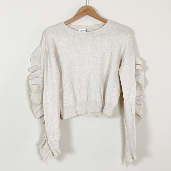 Oatmeal Color Ruffle Detail Sweater - Picture 5 of 5